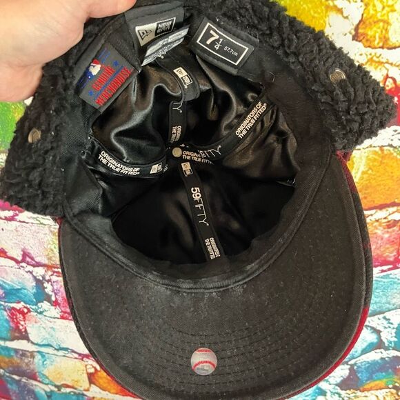 Chicago Cubs Wool Blend Buffalo Plaid Flannel Trapper Hat Cap 7 1/4  Baseball - Picture 6 of 6